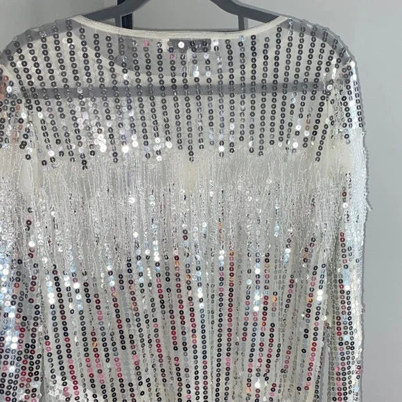 Endless Rose Silver Sequin Fringe Top - Picture 8 of 9